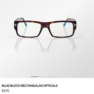 Tom Ford Men's BLUE BLOCK RECTANGULAR OPTICALS